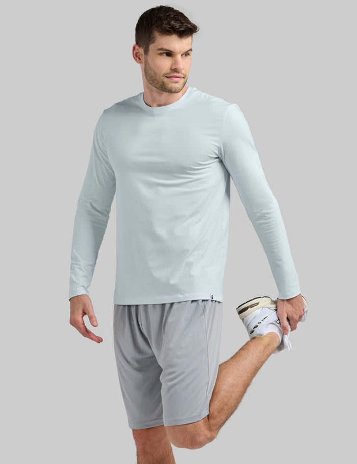 | Front view of model wearing the Men's CoolShift™ Long Sleeve highlighting the coverage and fit | Ice