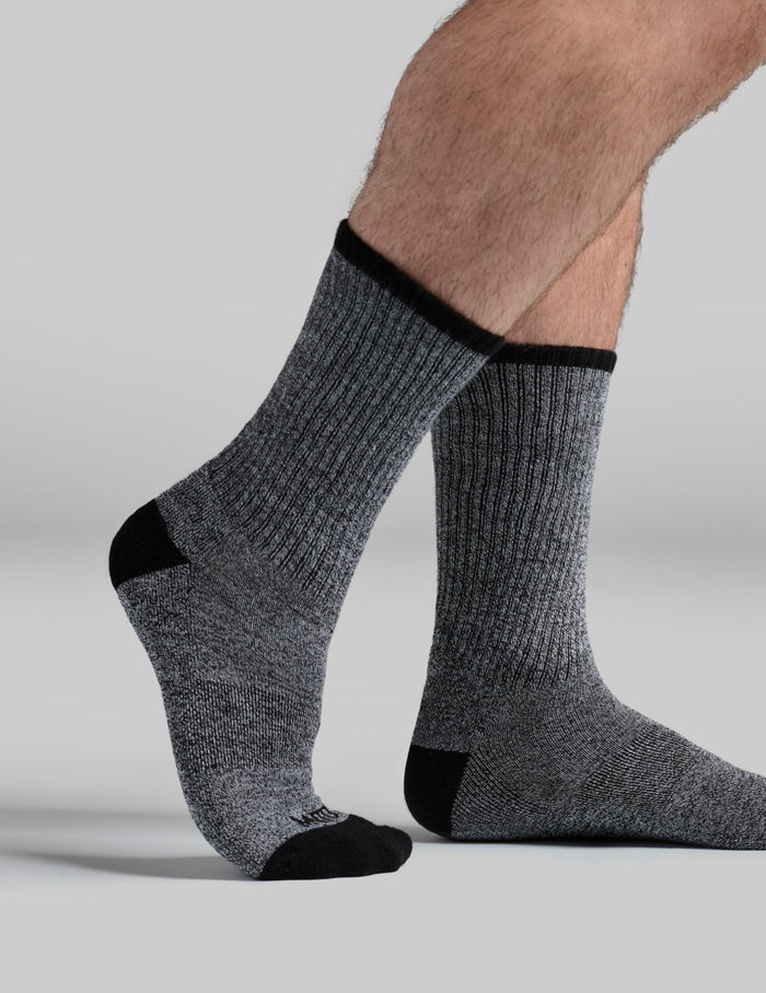 | View of model wearing the Men's Non-Stop Crew Socks | Black/White