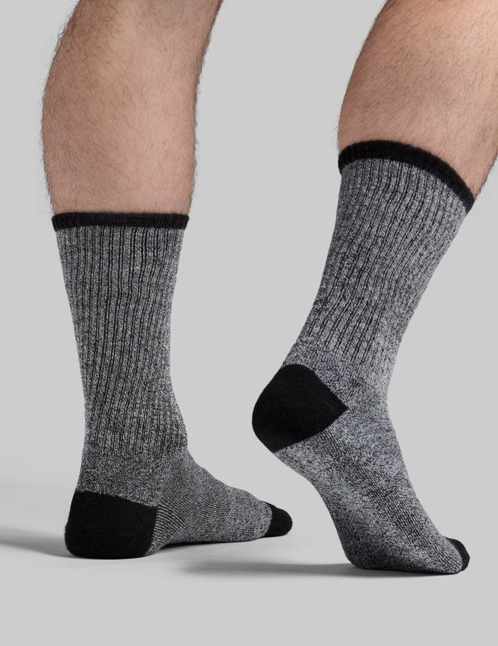 | View of model wearing the Men's Non-Stop Crew Socks | Black/White