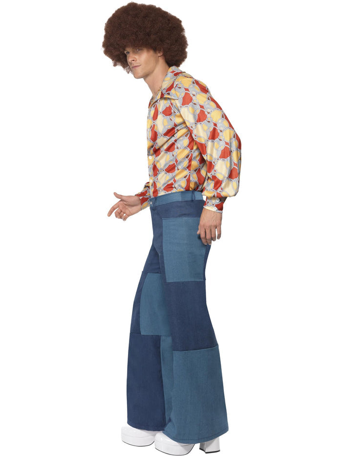 Men's Patchwork Flares, Denim Look