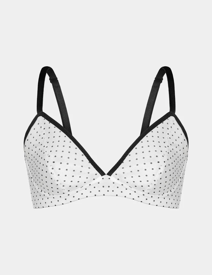 White with Black Polka Dot / XS