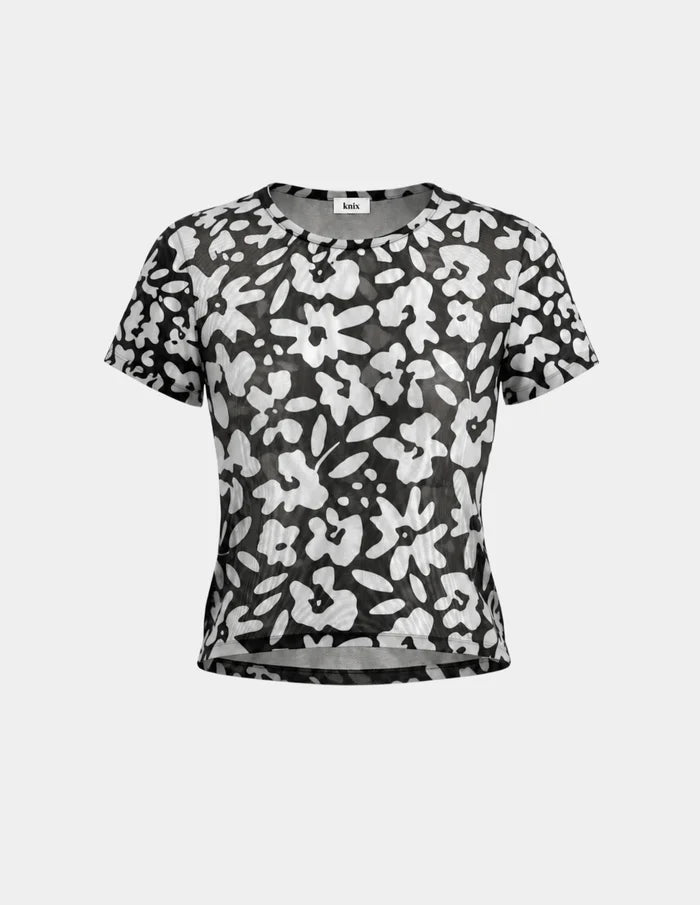 | Mesh Short Sleeve Top shown front-facing against a light gray background | Jasmine Dusk