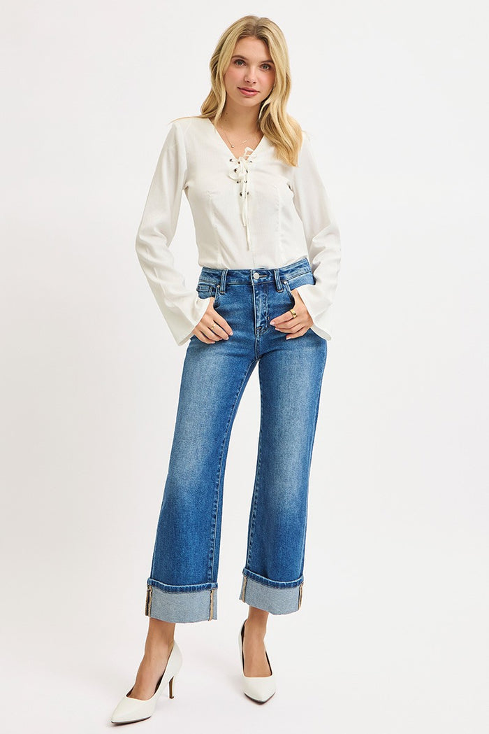 Mid Rise Cuffed Jean