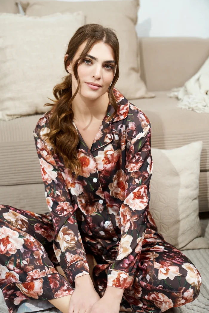 Midnight Floral Heavenly Charmeuse PJs - M, L left