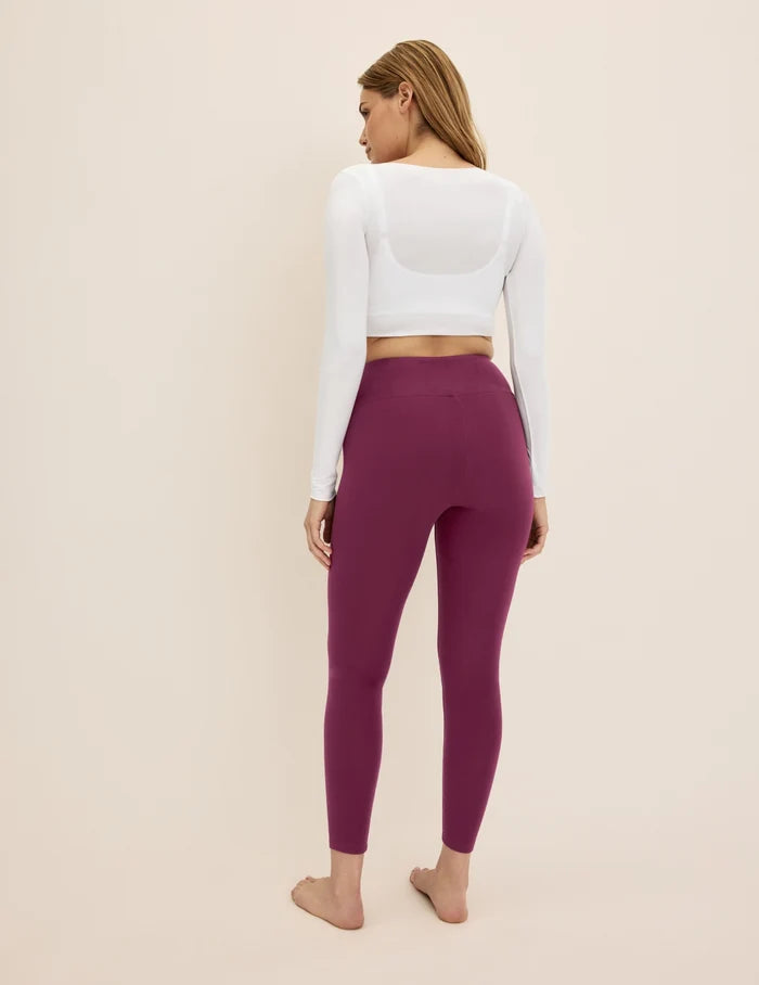 | Front view of model highlighting the coverage and fit | Washed Dark Cherry