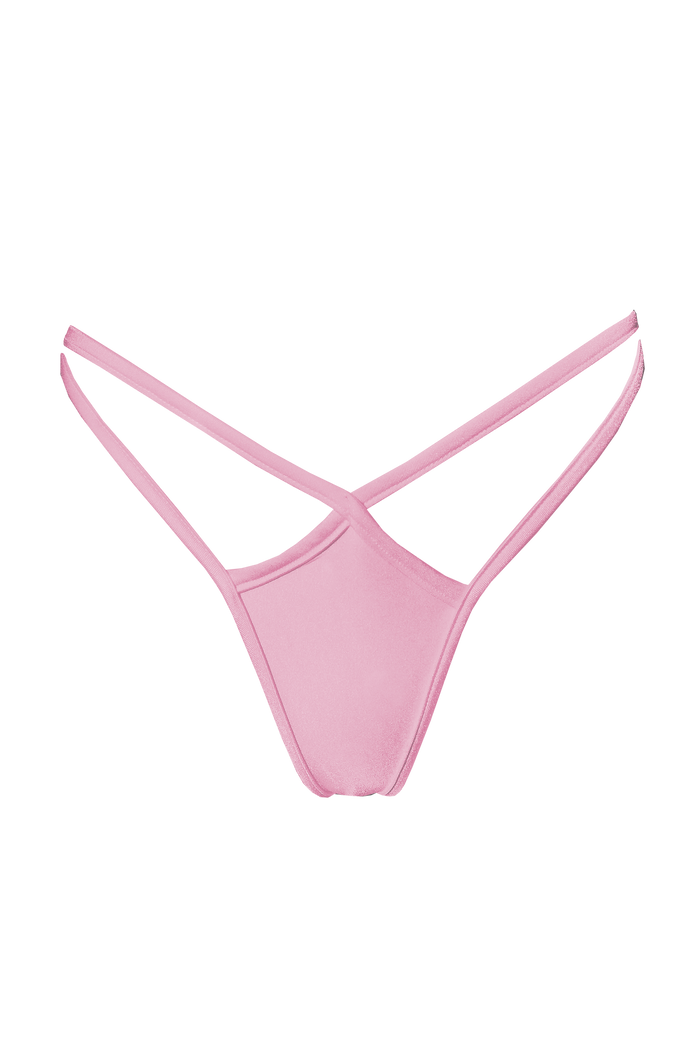 Mini thong double straps panty / DOUBLE STRING BABY PINK,BOTTOMS - EXES LINGERIE