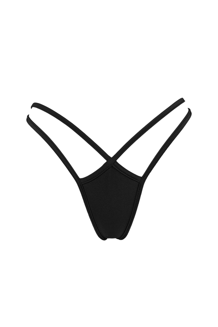 Mini thong double straps panty / DOUBLE STRING BLACK,BOTTOMS - EXES LINGERIE