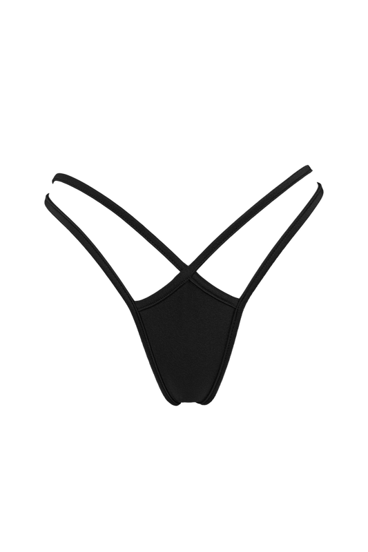Mini thong double straps panty / DOUBLE STRING BLACK,BOTTOMS - EXES LINGERIE