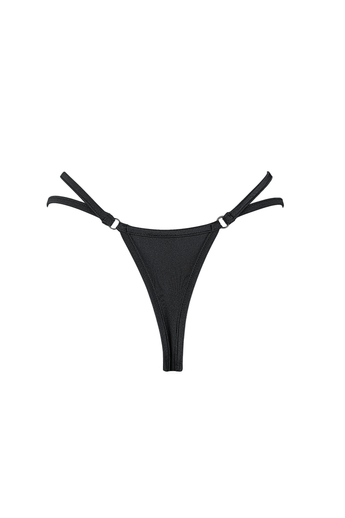 Mini thong double straps panty / DOUBLE STRING BLACK,BOTTOMS - EXES LINGERIE