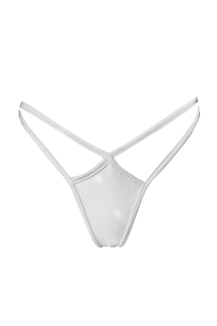 Mini thong double straps panty / DOUBLE STRING WHITE,BOTTOMS - EXES LINGERIE