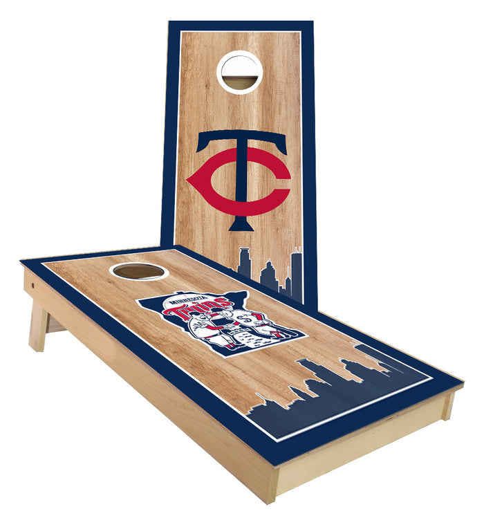 Minnesota Twins Baseball with Twin city Skyline Cornhole Boards