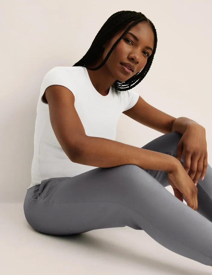 | Front view of model wearing the Modal Jogger highlighting the coverage and fit | Titanium