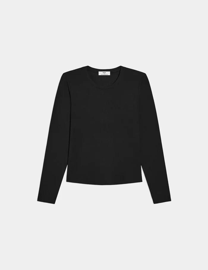 | Modal Rib Long Sleeve shown front-facing against a light gray background | Black