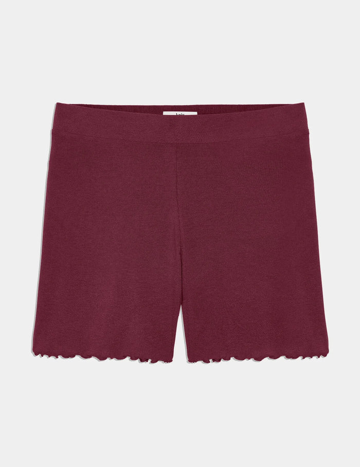 | Modal Rib Short shown front-facing against a light gray background | Dark Cherry