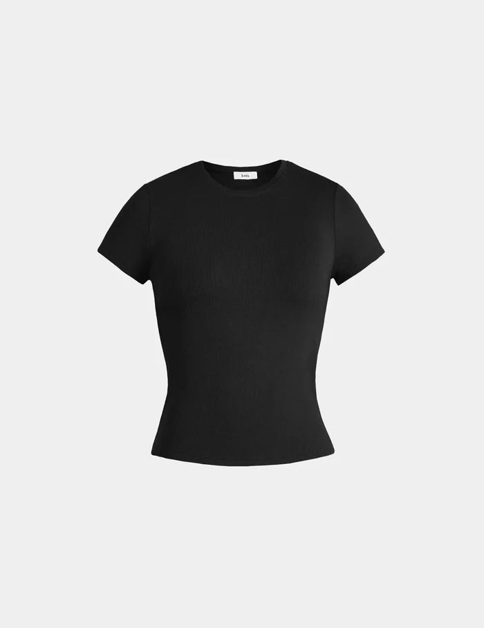 | Modal Rib T-Shirt shown front-facing against a light gray background | Black