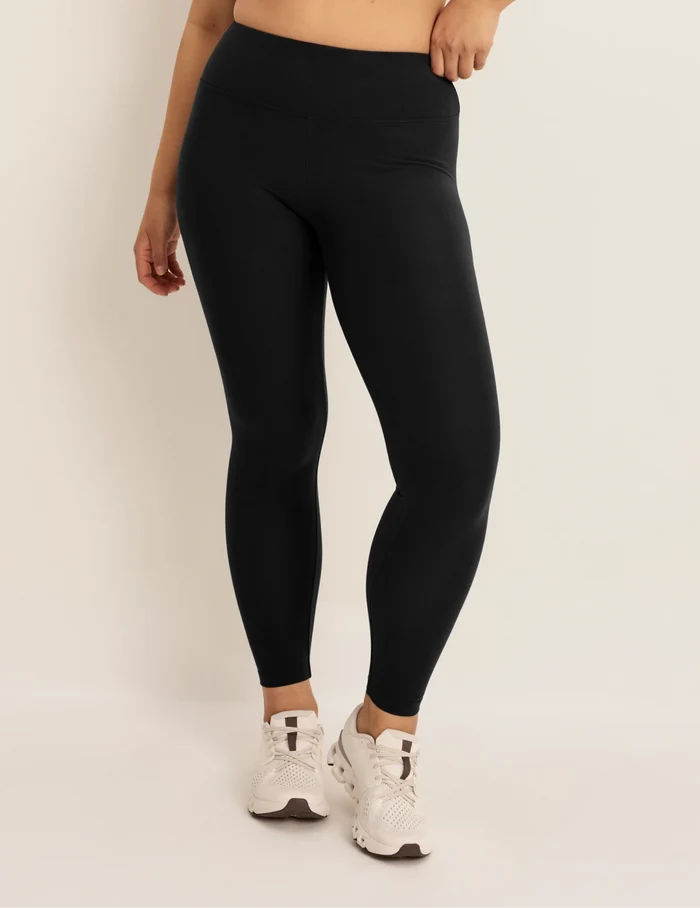 | Front view of model wearing the Modal Ultra Soft Legging highlighting the coverage and fit | Black