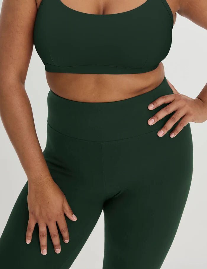 | Front view of model wearing the Modal Ultra Soft Legging highlighting the coverage and fit | Forest