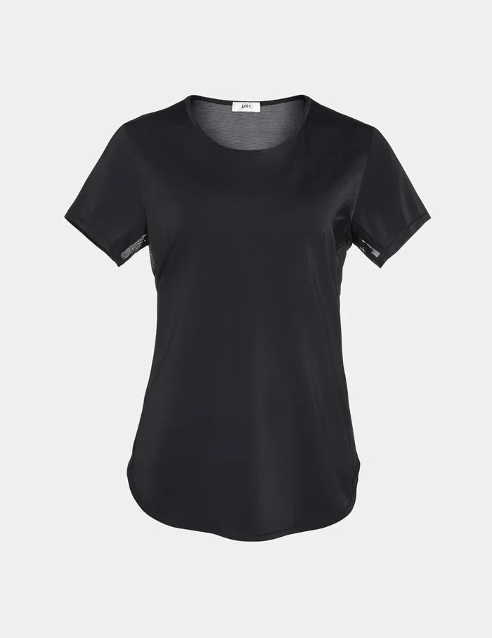 | Front view of model highlighting the coverage and fit | Black
