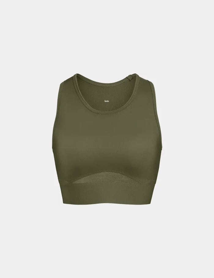 | Front view of model highlighting the coverage and fit | Olive
