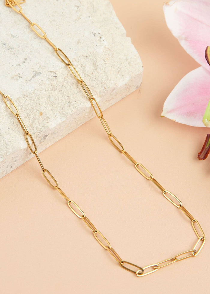 Narelle brand 18 inch either gold- or silver-plated paperclip style necklace is water proof