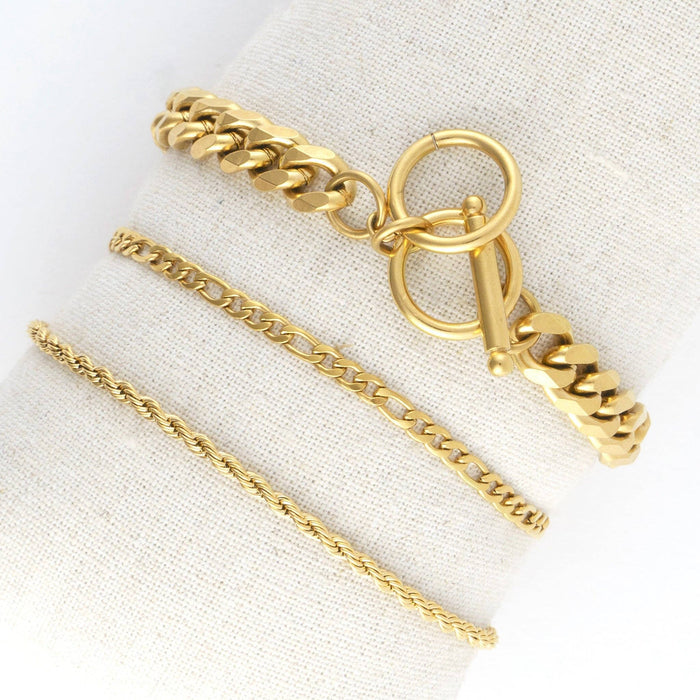 Narelle Waterproof Figaro Chain Bracelet Set
