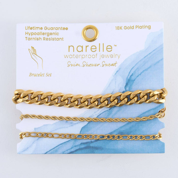Narelle Waterproof Figaro Chain Bracelet Set