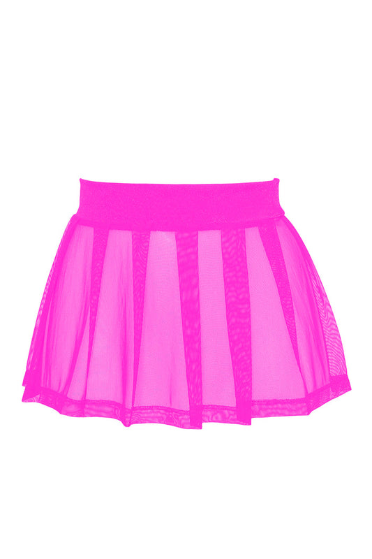 Pleated Mini skirt sheer mesh / Festival & Rave skirt / NEON PINK,SKIRTS & PANTS - EXES LINGERIE