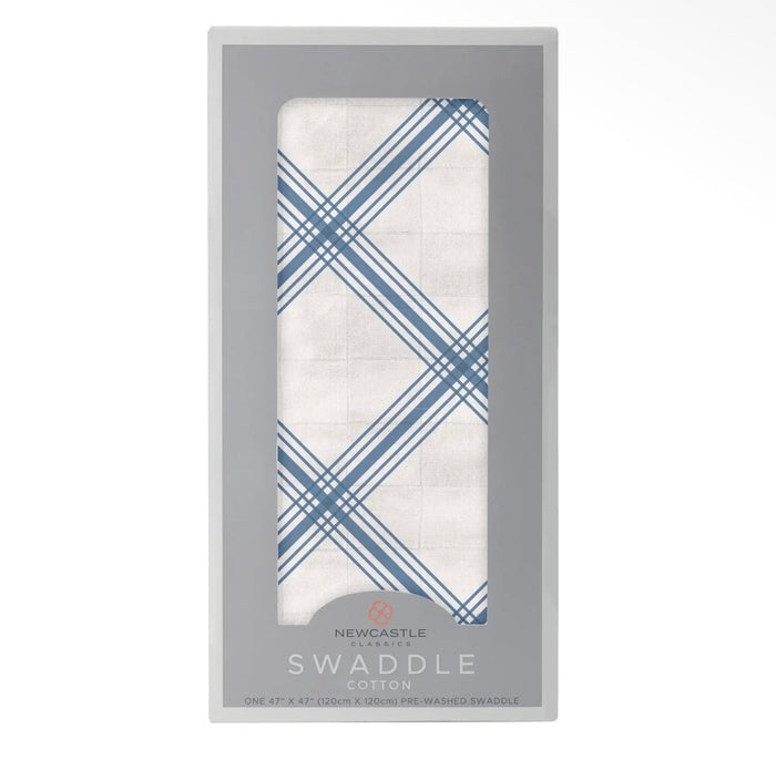 New Castle Classics Blue Baffalo Check Plaid Swaddle