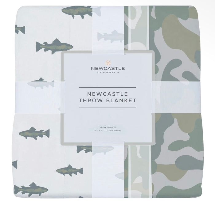 New Castle Classics Gone Fishing and Hunters Camo Bamboo Throw Blanket