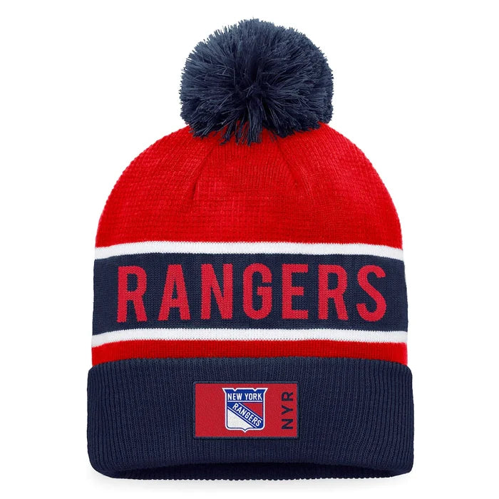 New York Rangers Fanatics Branded Blue/Red 2022 NHL Draft - Authentic Pro Cuffed Knit Toque with Pom