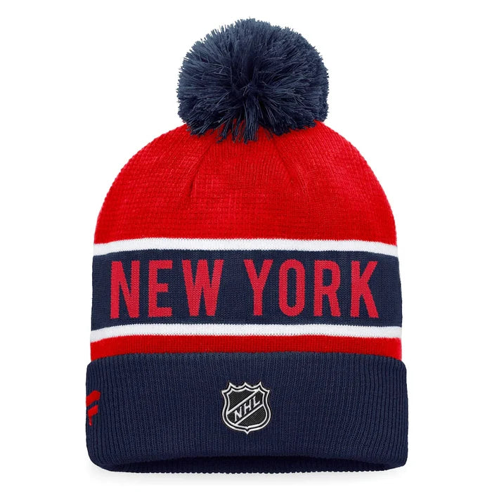 New York Rangers Fanatics Branded Blue/Red 2022 NHL Draft - Authentic Pro Cuffed Knit Toque with Pom