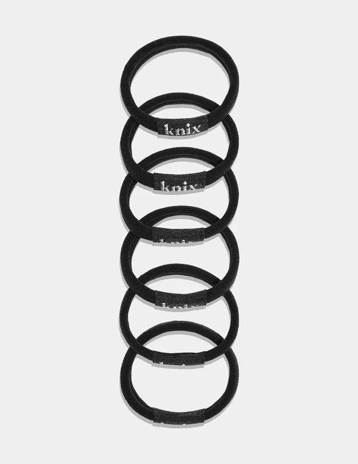 | No-Slip Hair Ties 6-Pack shown front-facing against a light gray background | Black