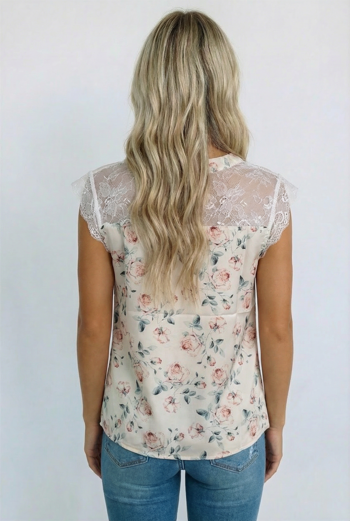 Notch Neck Floral Blouse RUNS SMALL