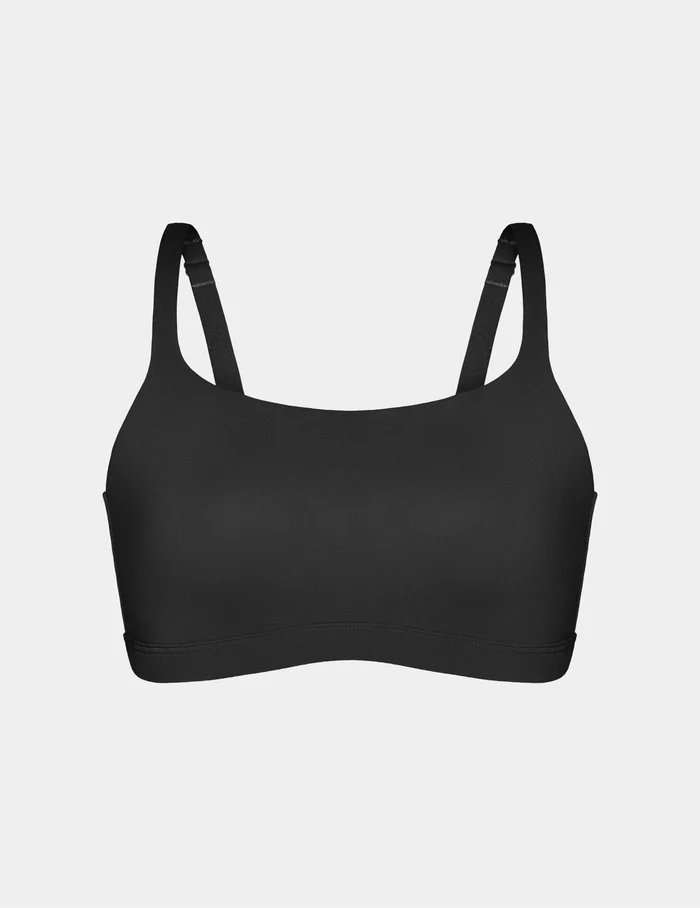 | On The Go Cotton Scoop Bralette shown front-facing against a light gray background  | Black