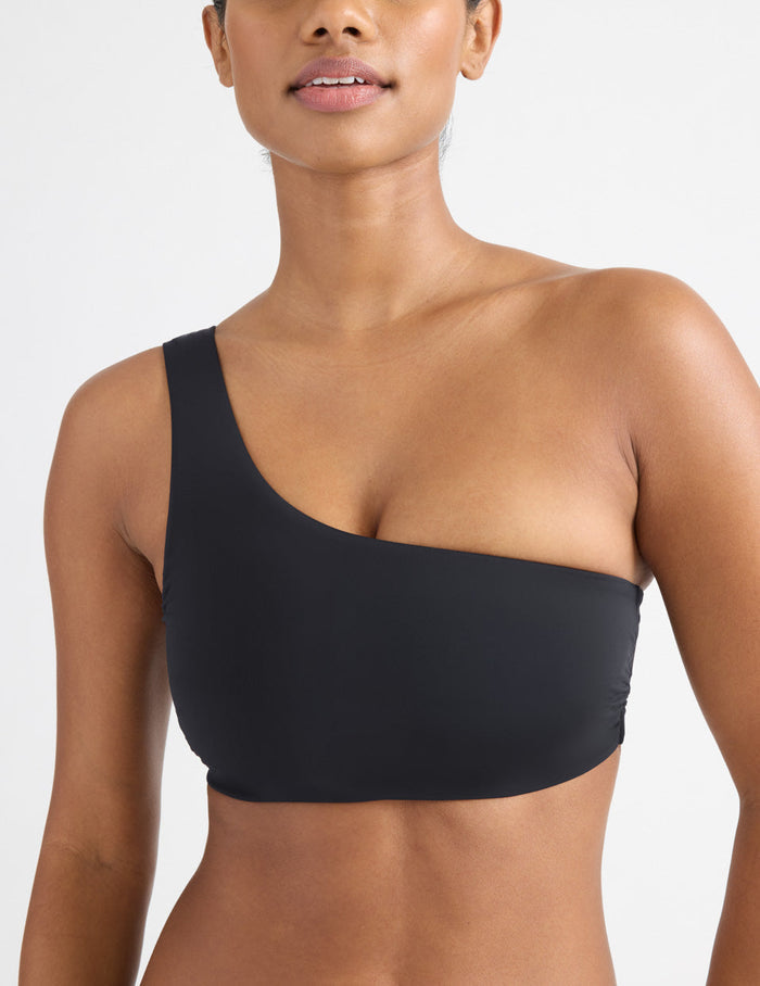 | Front view of model highlighting the coverage and fit | Black