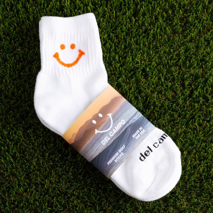 Del Campo Orange Smiley golf socks