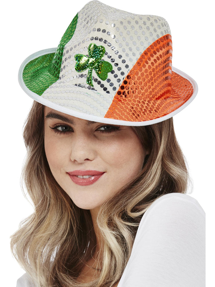 Paddy's Day Irish Flag Sequin Trilby Hat