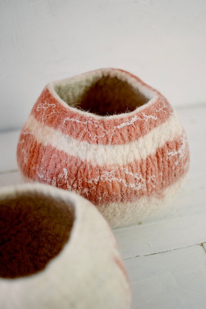 Peachy Pink Ukhamba Natural Harmony Felt Bowl