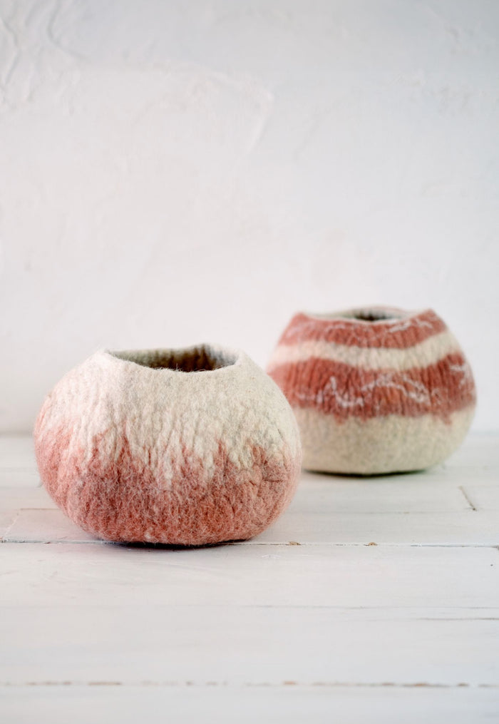 Peachy Pink Ukhamba Natural Harmony Felt Bowl