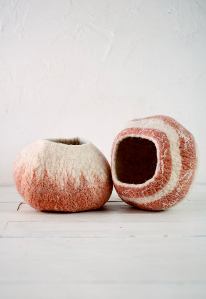 Peachy Pink Ukhamba Natural Harmony Felt Bowl