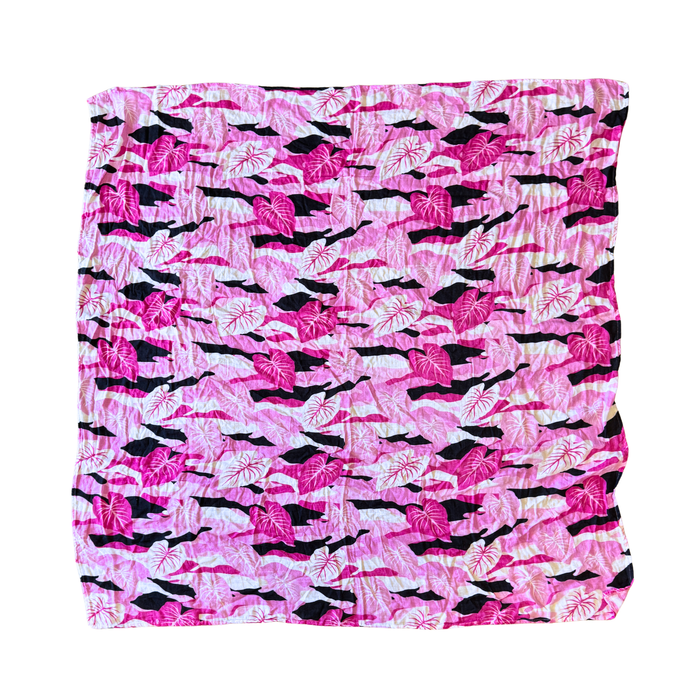 Pink Camo Kalo Kapa Moe - Hawaiian Bamboo Swaddle