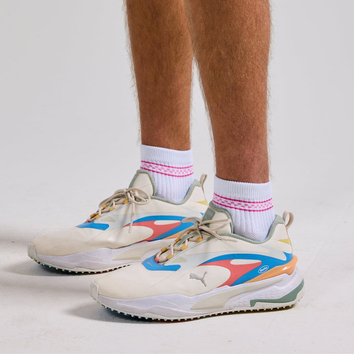 Del Campo Pink Checkered Stripes golf socks