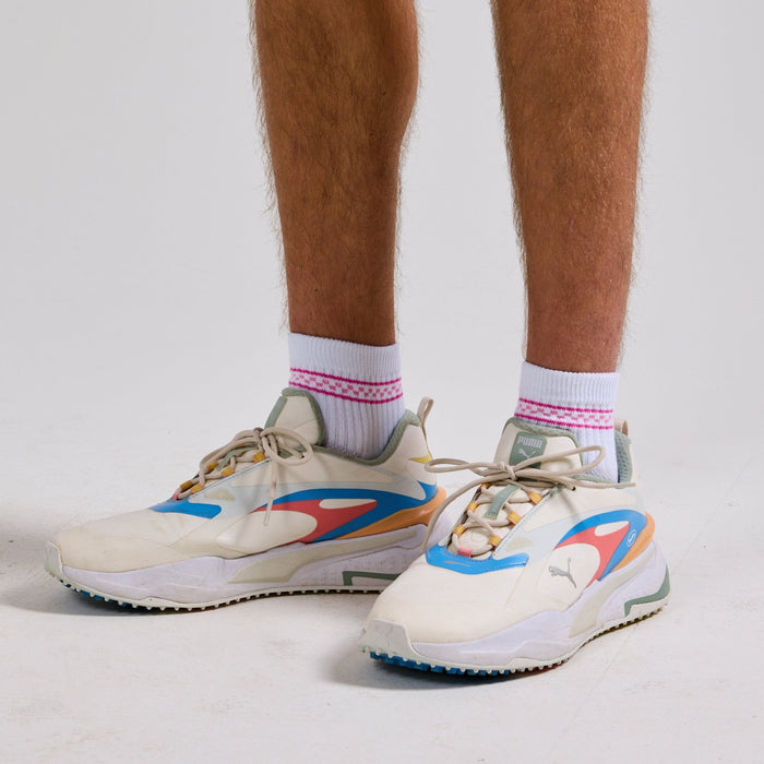 Del Campo Pink Checkered Stripes golf socks