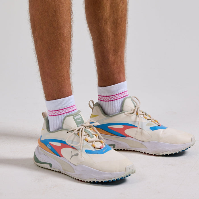 Del Campo Pink Checkered Stripes golf socks
