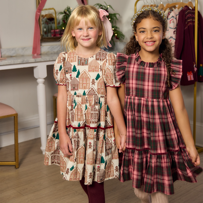 Pink Chicken Girls Eliza Dress in Blush Gingerbread Houses