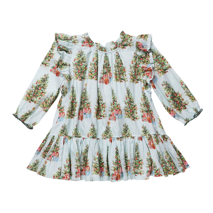 Pink Chicken Girls Harper Dress in Mint Trees and Presents