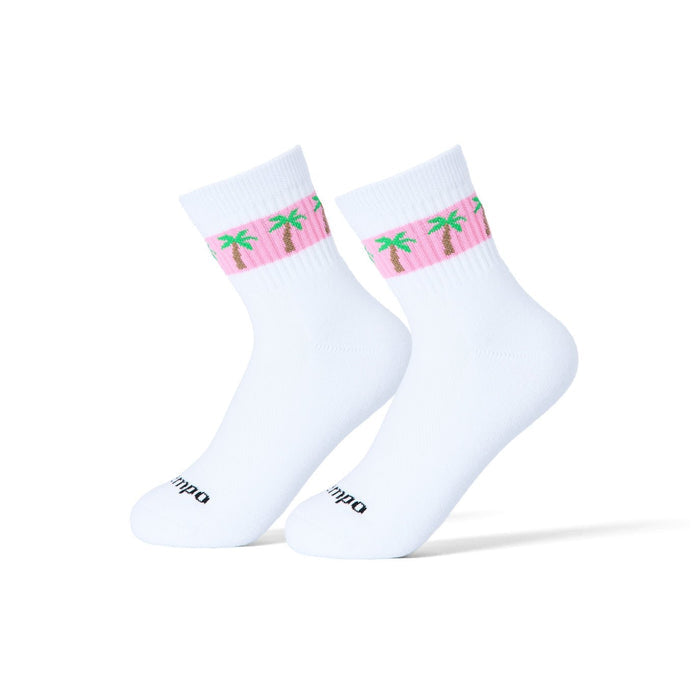 Pink Palms Stripe Socks - del campo