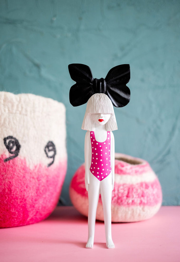 Pink Sia Top Bow African Clonette Doll Figurine