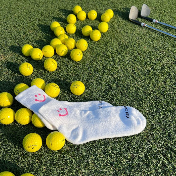 Del Campo Pink Smiley golf socks