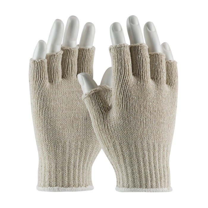 PIP Medium Weight Seamless Knit Cotton/Polyester Glove - Natural with Half-Finger  #35-C119 / Dozen